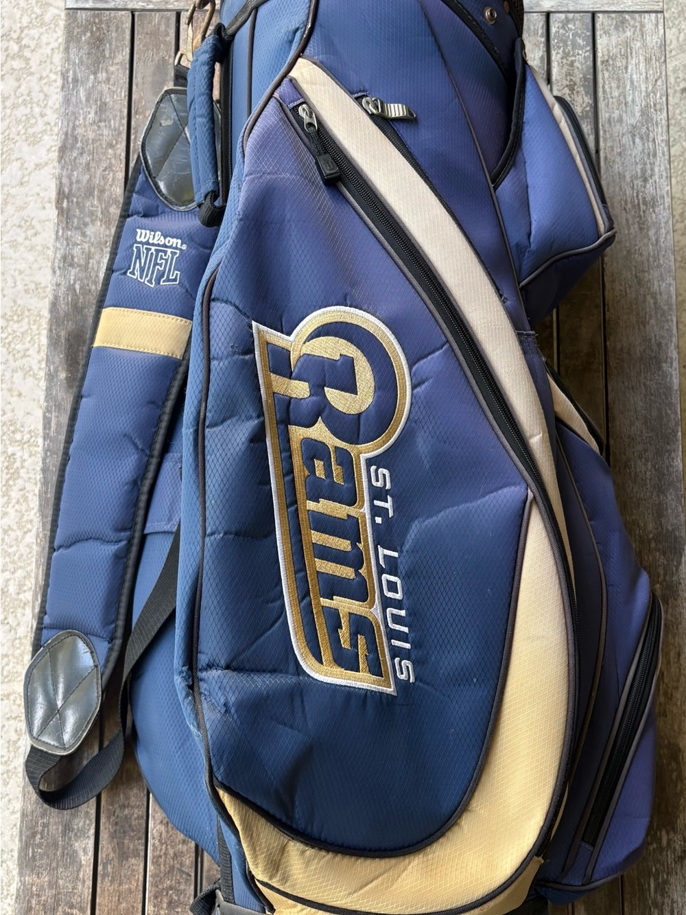 Vintage Wilson St. Louis Rams Navy and Gold NFL Golf Bag